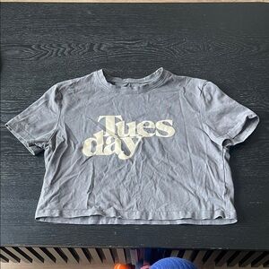 Gray 'Tuesday' Crop Tee - Women's Short Sleeve Top